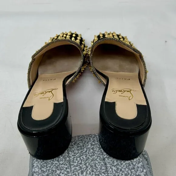 CHRISTIAN LOUBOUTIN Black Suede Mulaconka Spiked Mules Sandals EU 40.5/US 9-9.5 - Picture 7 of 8
